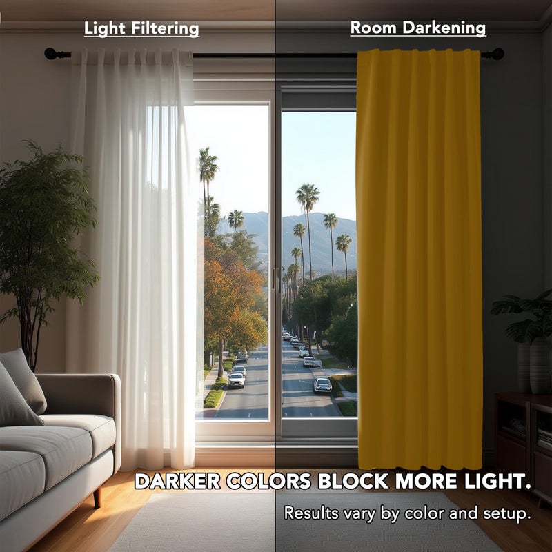 Deconovo Back Tab and Rod Pocket Blackout Curtains for Living Room - 42Wx84L Inch, Mellow Yellow, 2 Panels, Thermal Insulated Light Blocking Curtains - Image 3